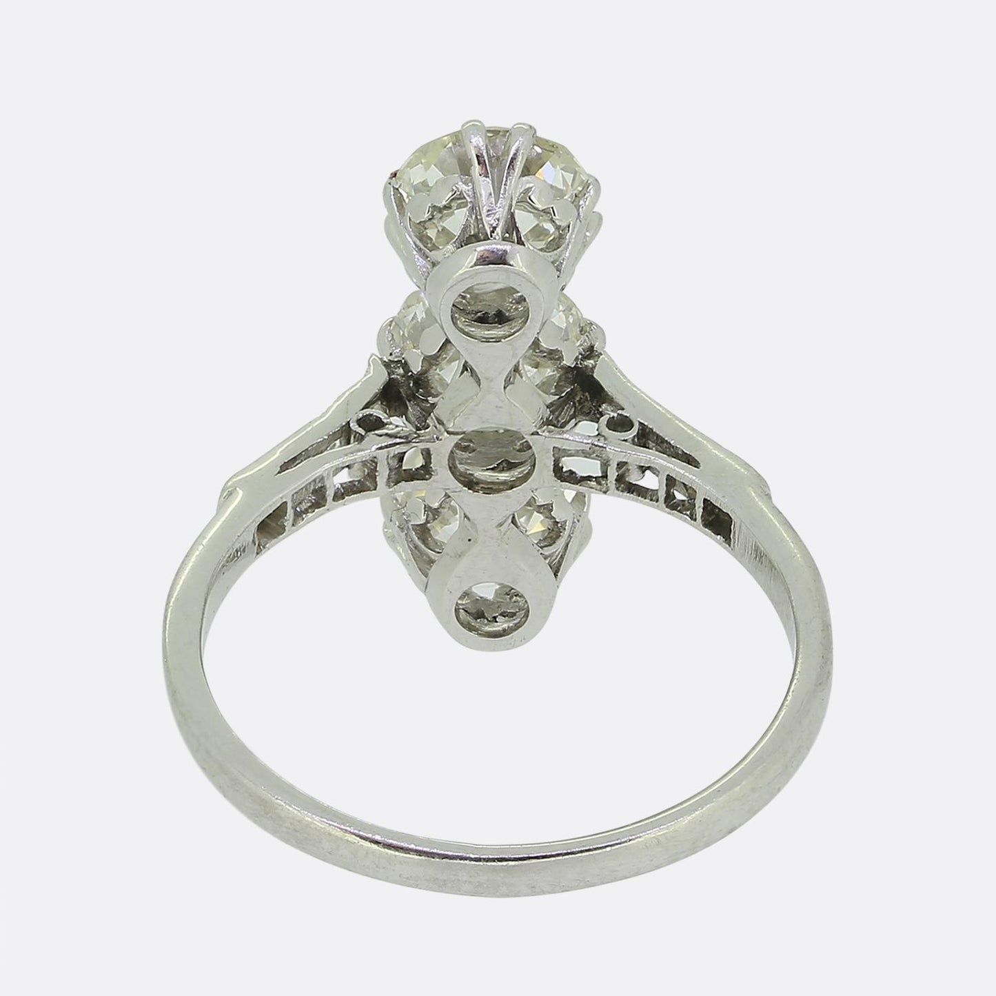 Art Deco Diamond Vertical Three Stone Ring