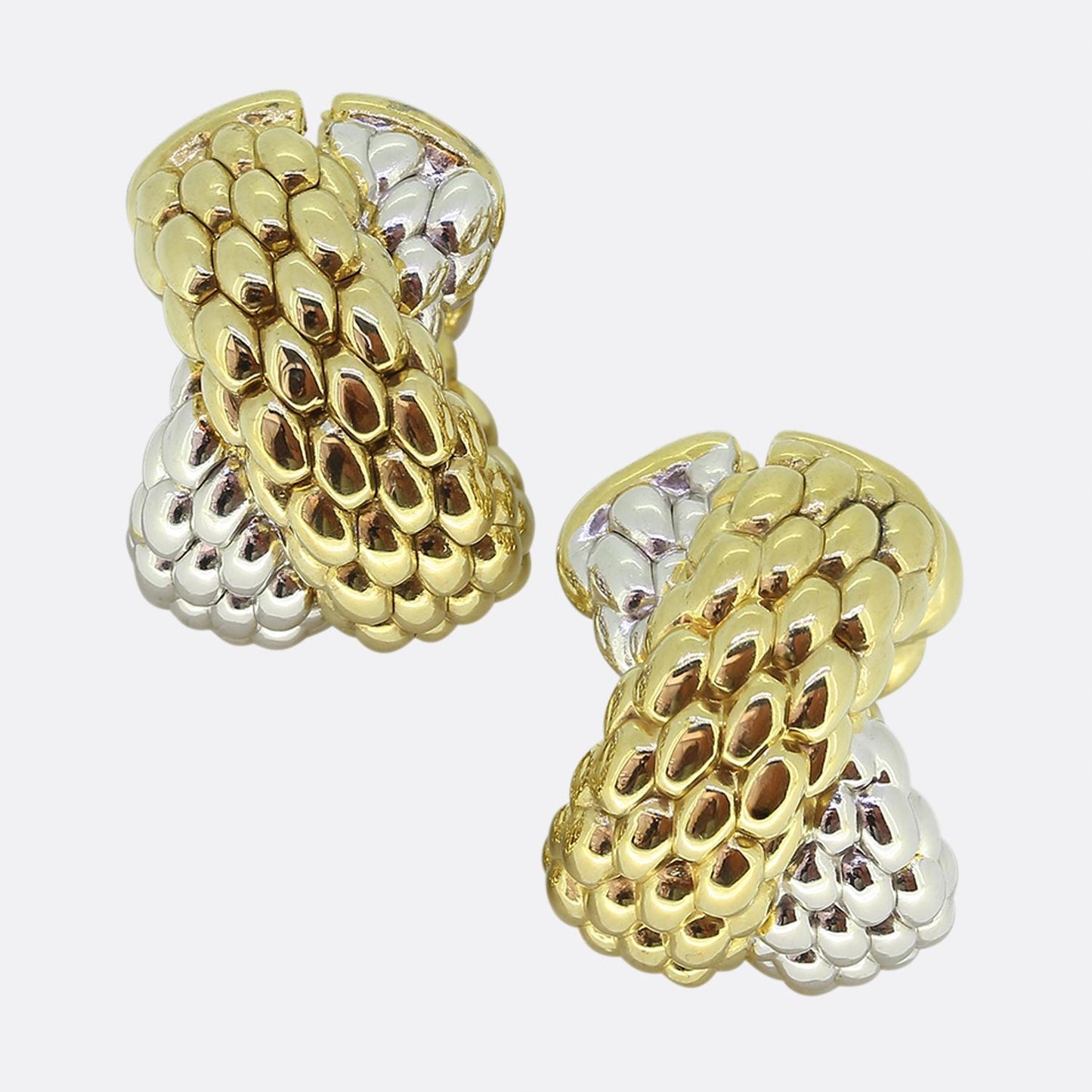 Fope Two Tone Crossover Earrings