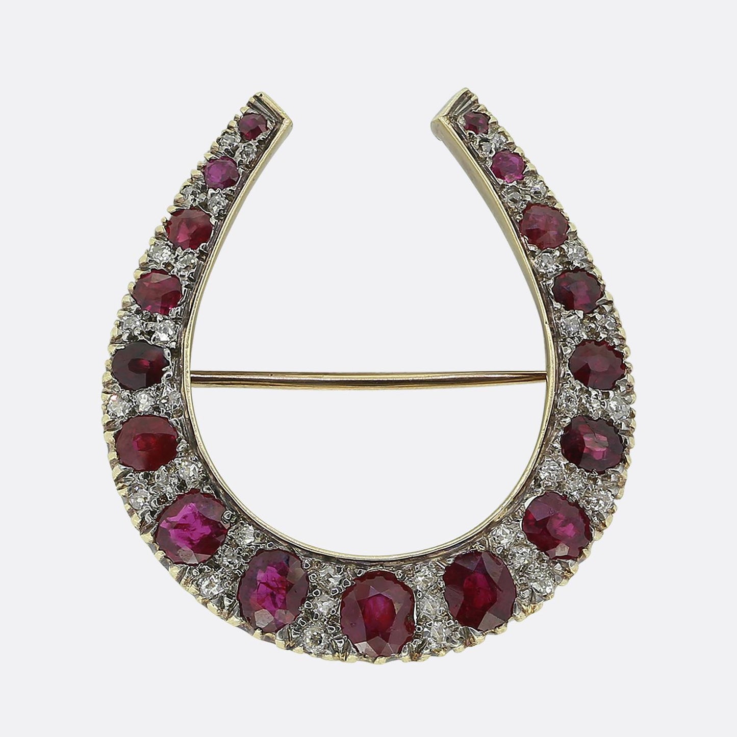 Victorian Ruby and Diamond Horseshoe Brooch