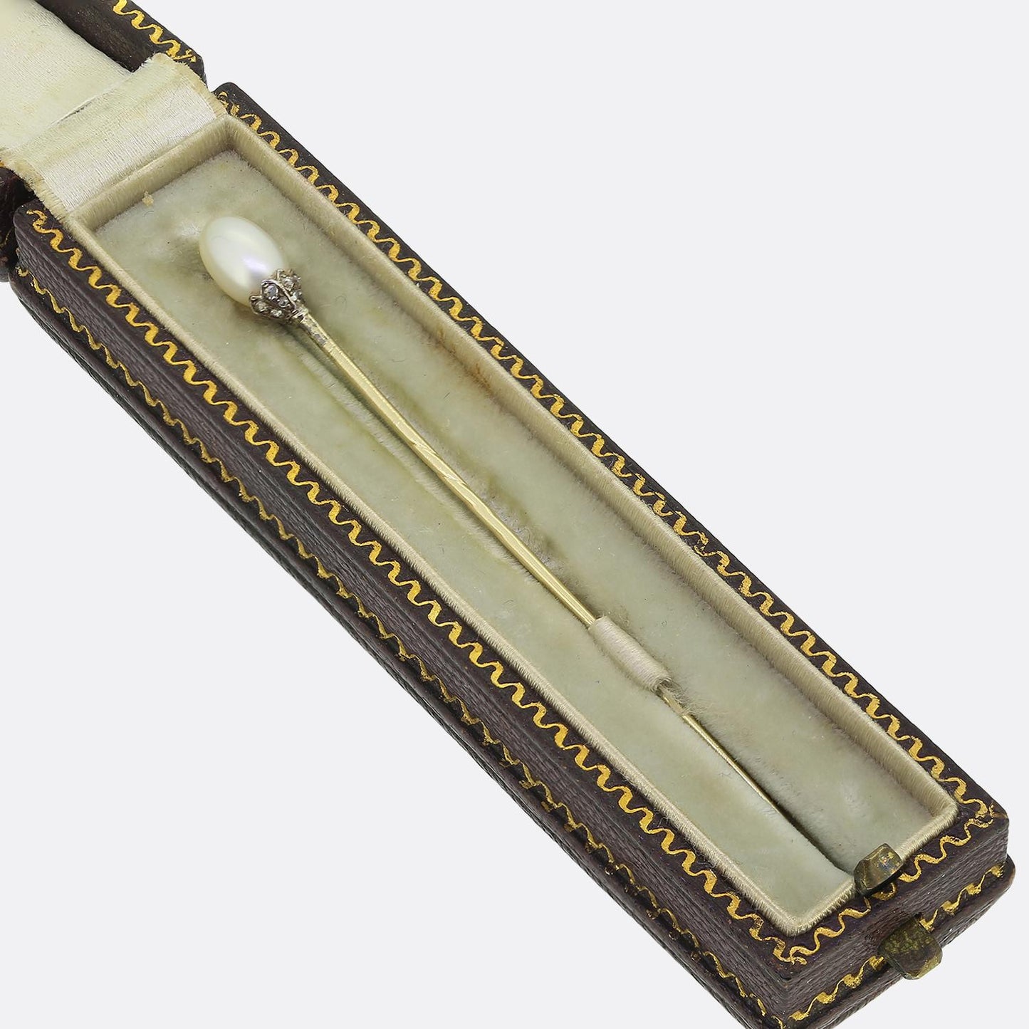 Antique Natural Pearl and Diamond Stick Pin