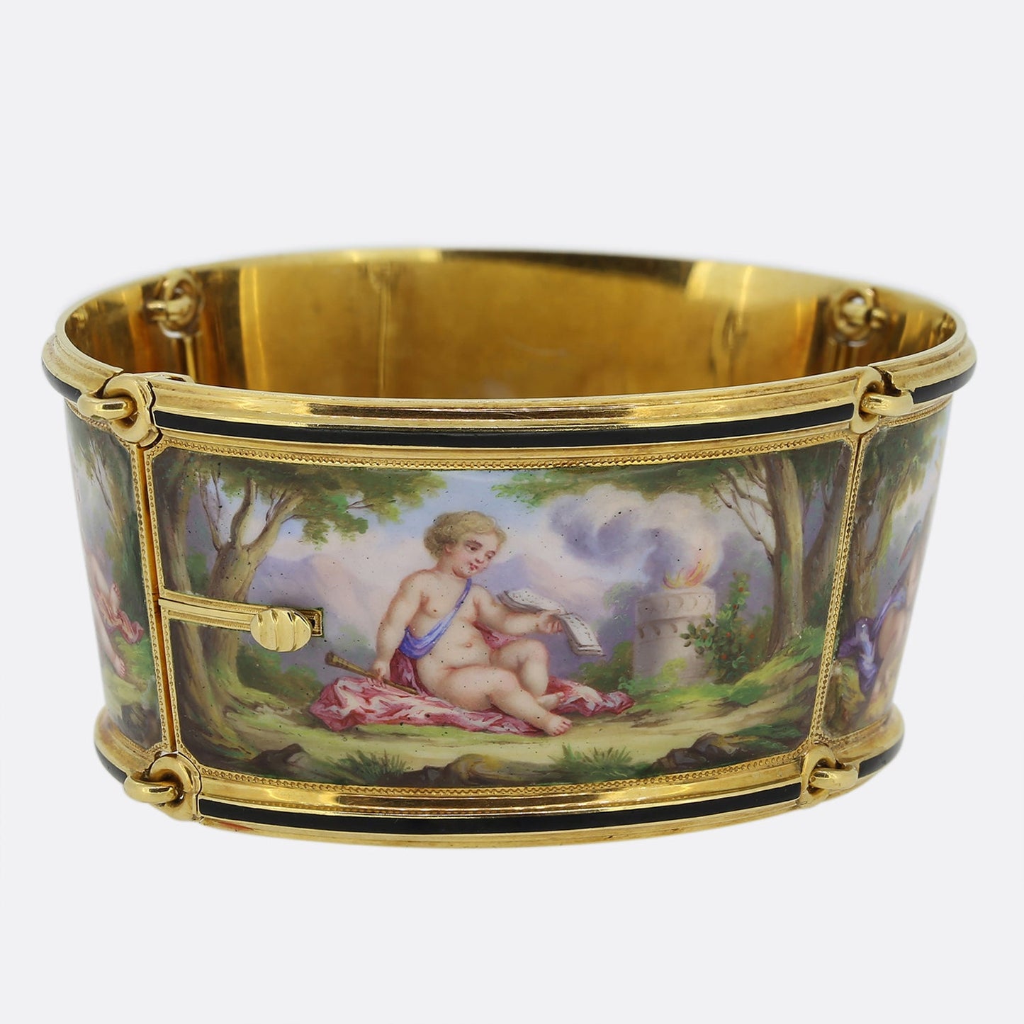 Antique Delarue Palais Royal Enamel Cherub Bracelet
