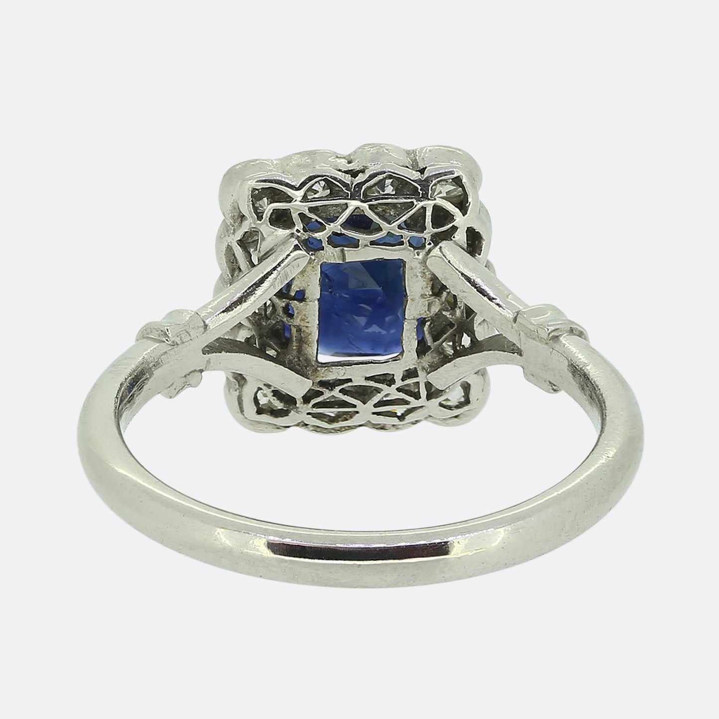 Art Deco Alabaster & Wilson Sapphire and Diamond Cluster Ring