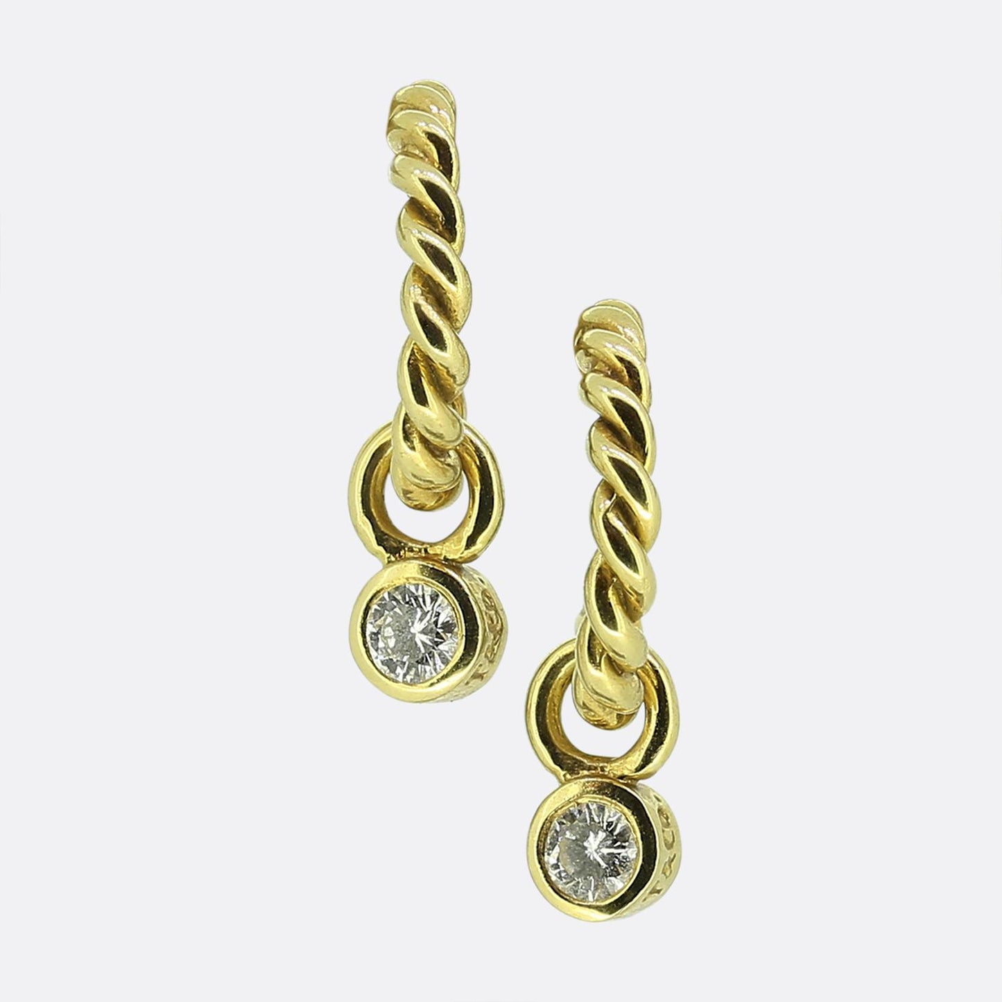Tiffany & Co. Diamond Drop Hoop Earrings