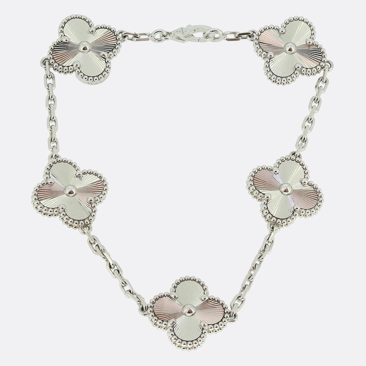 Van Cleef & Arpels Alhambra Five Motif Guilloche Bracelet