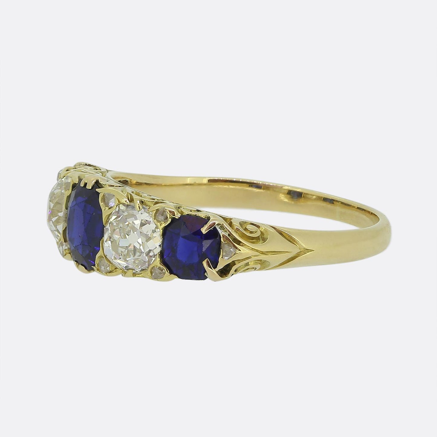 Antique Sapphire and Diamond Five Stone Ring