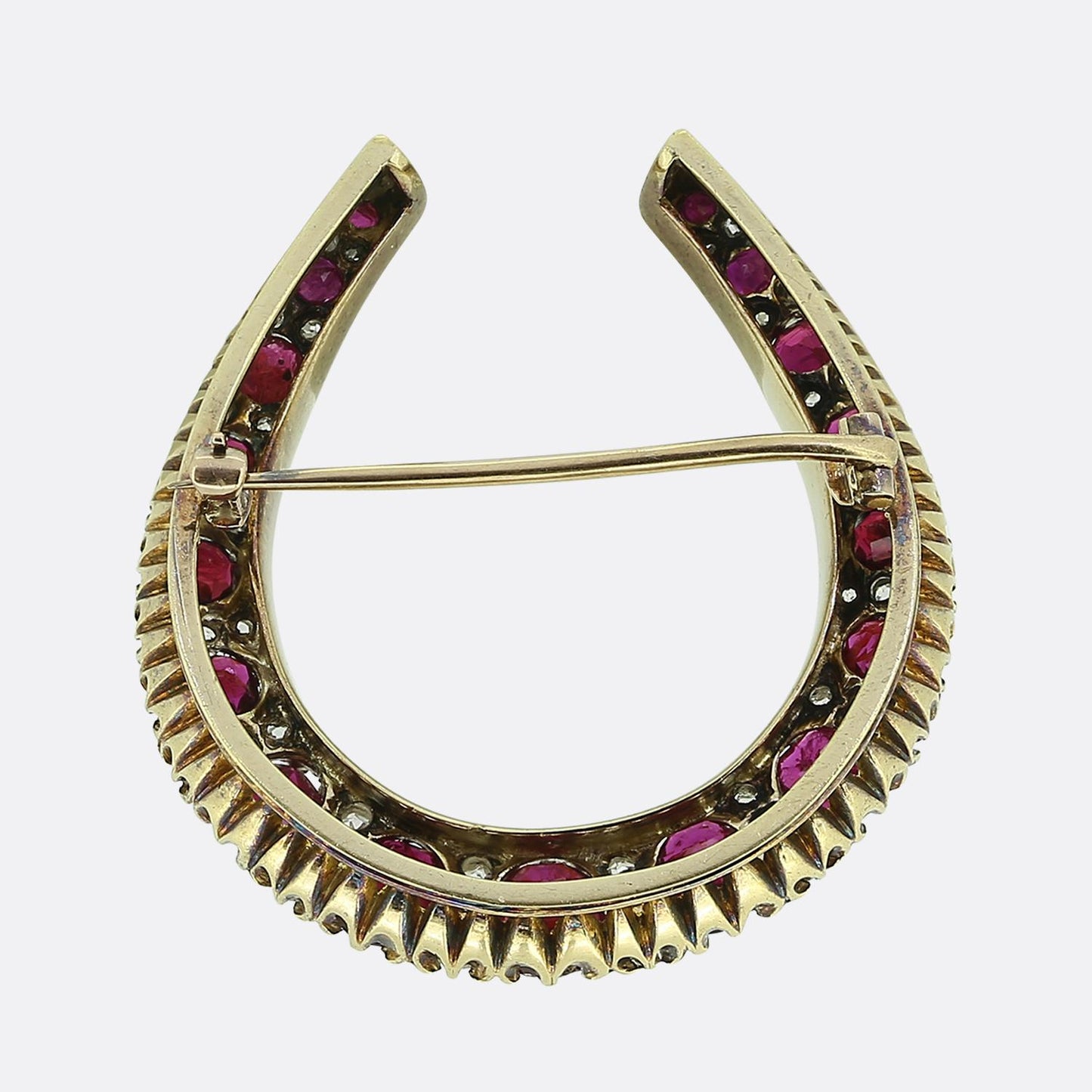 Victorian Ruby and Diamond Horseshoe Brooch