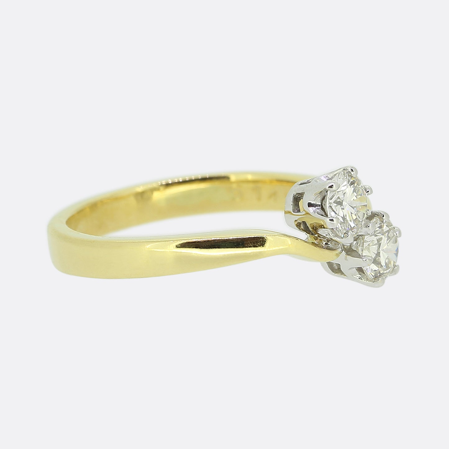 0.64 Carat Two-Stone Diamond Crossover Ring