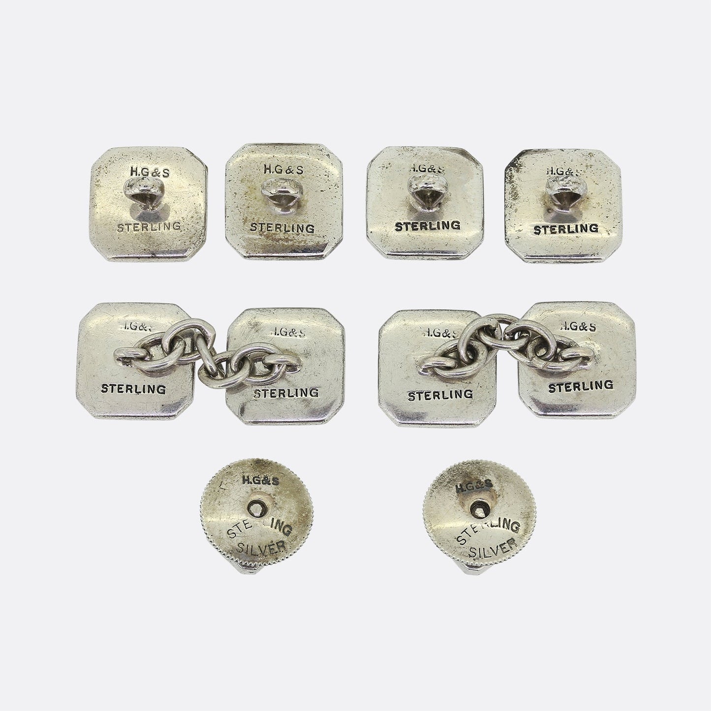 Art Deco Blue Paste Cufflinks Dress Stud Set