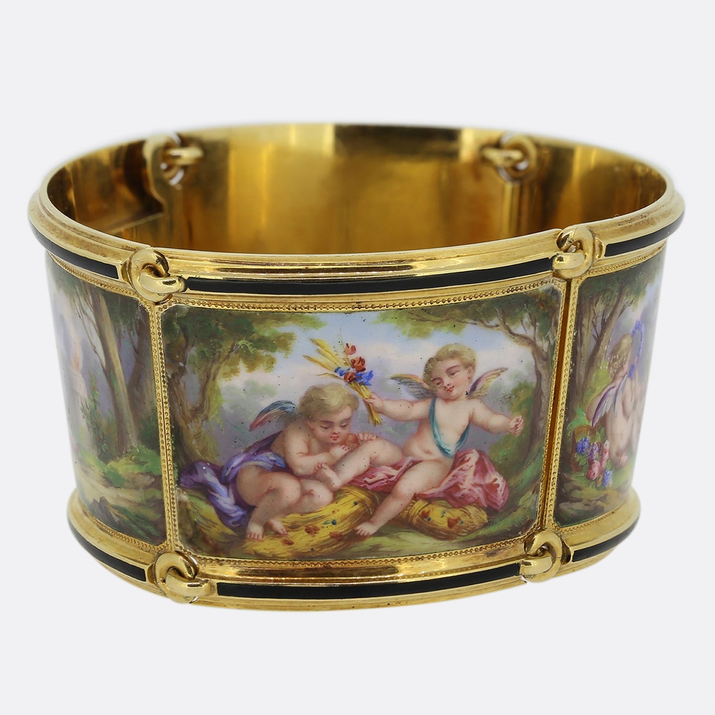 Antique Delarue Palais Royal Enamel Cherub Bracelet