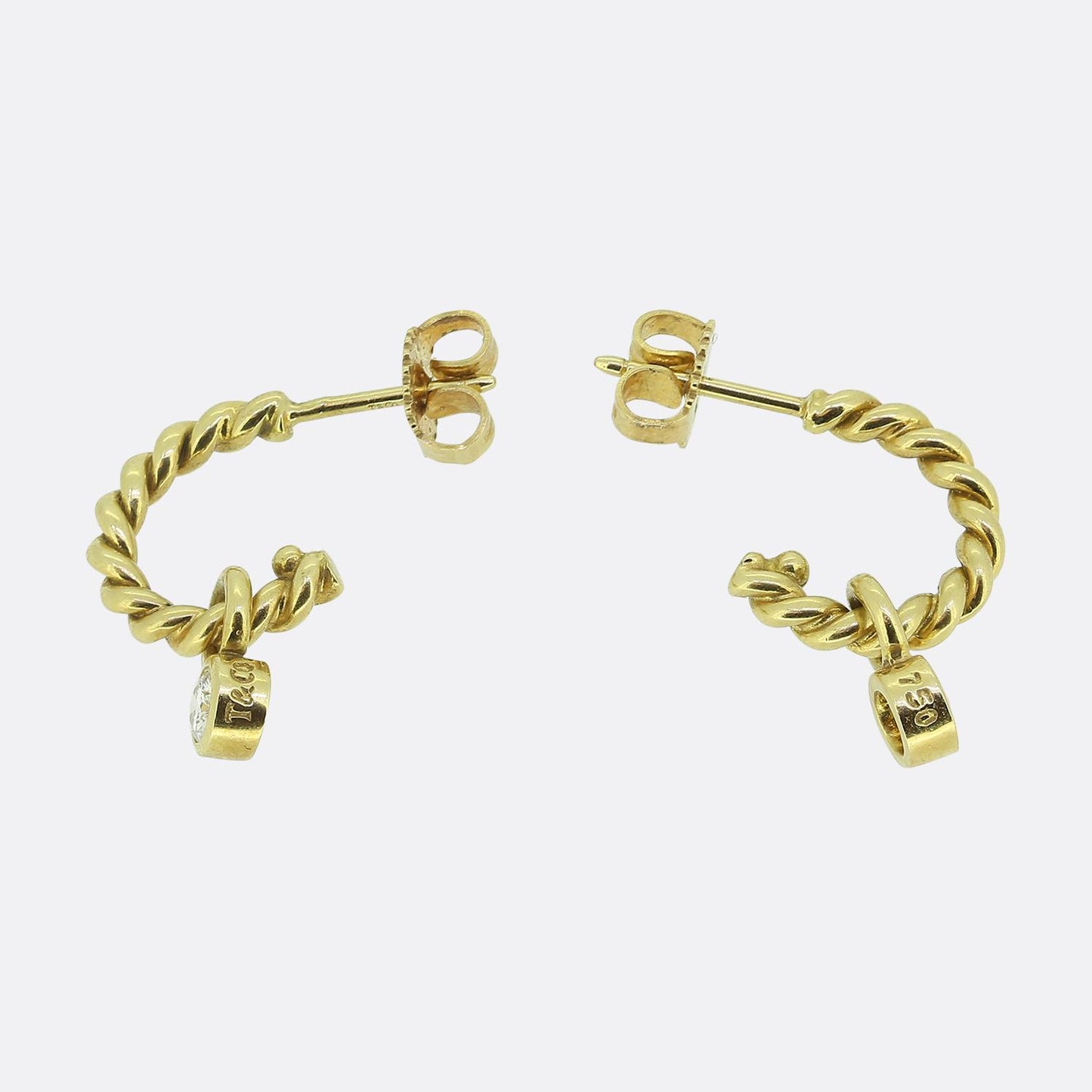 Tiffany & Co. Diamond Drop Hoop Earrings