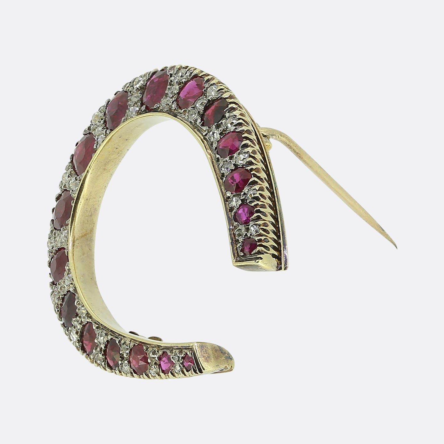 Victorian Ruby and Diamond Horseshoe Brooch