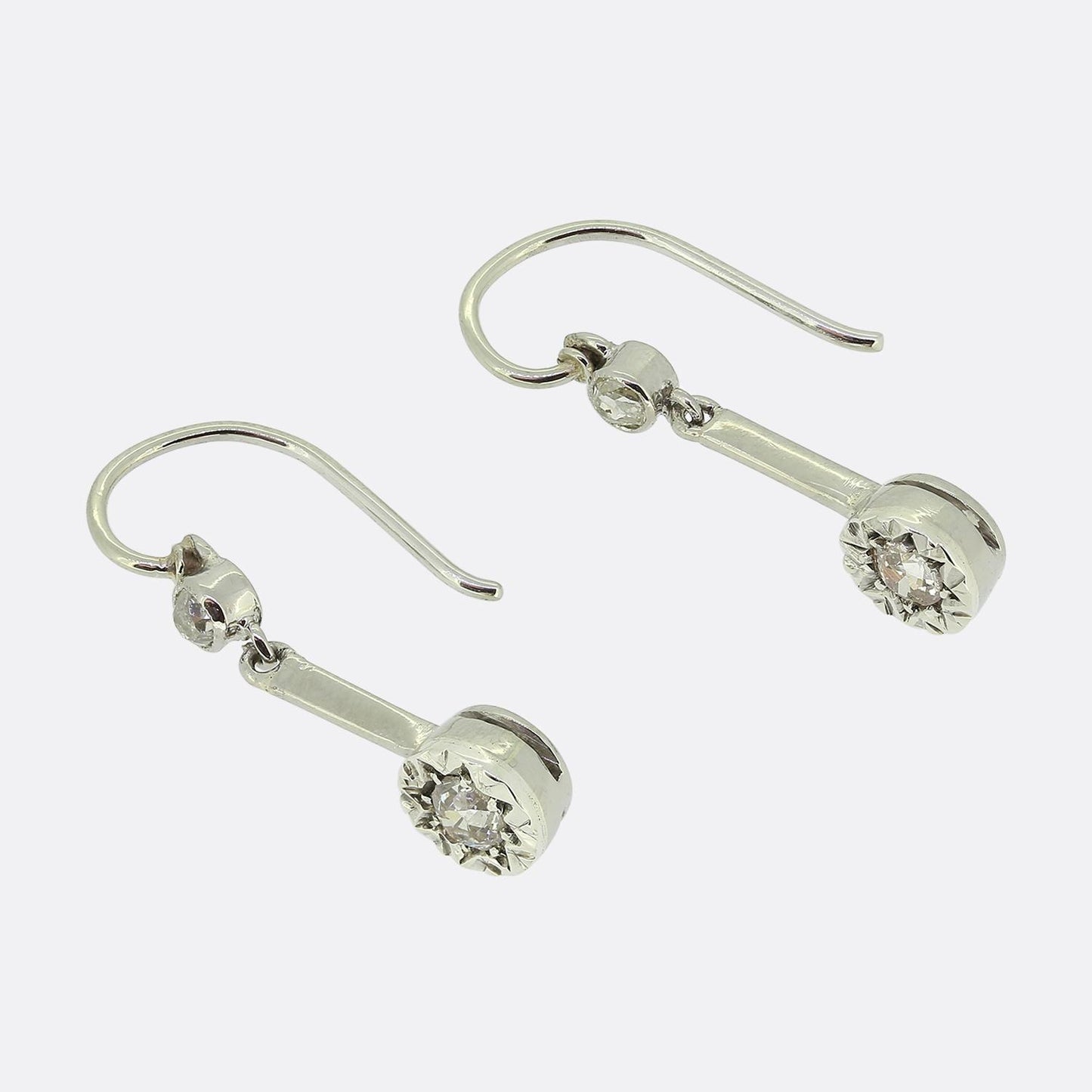 Vintage Old Cut Diamond Drop Earrings
