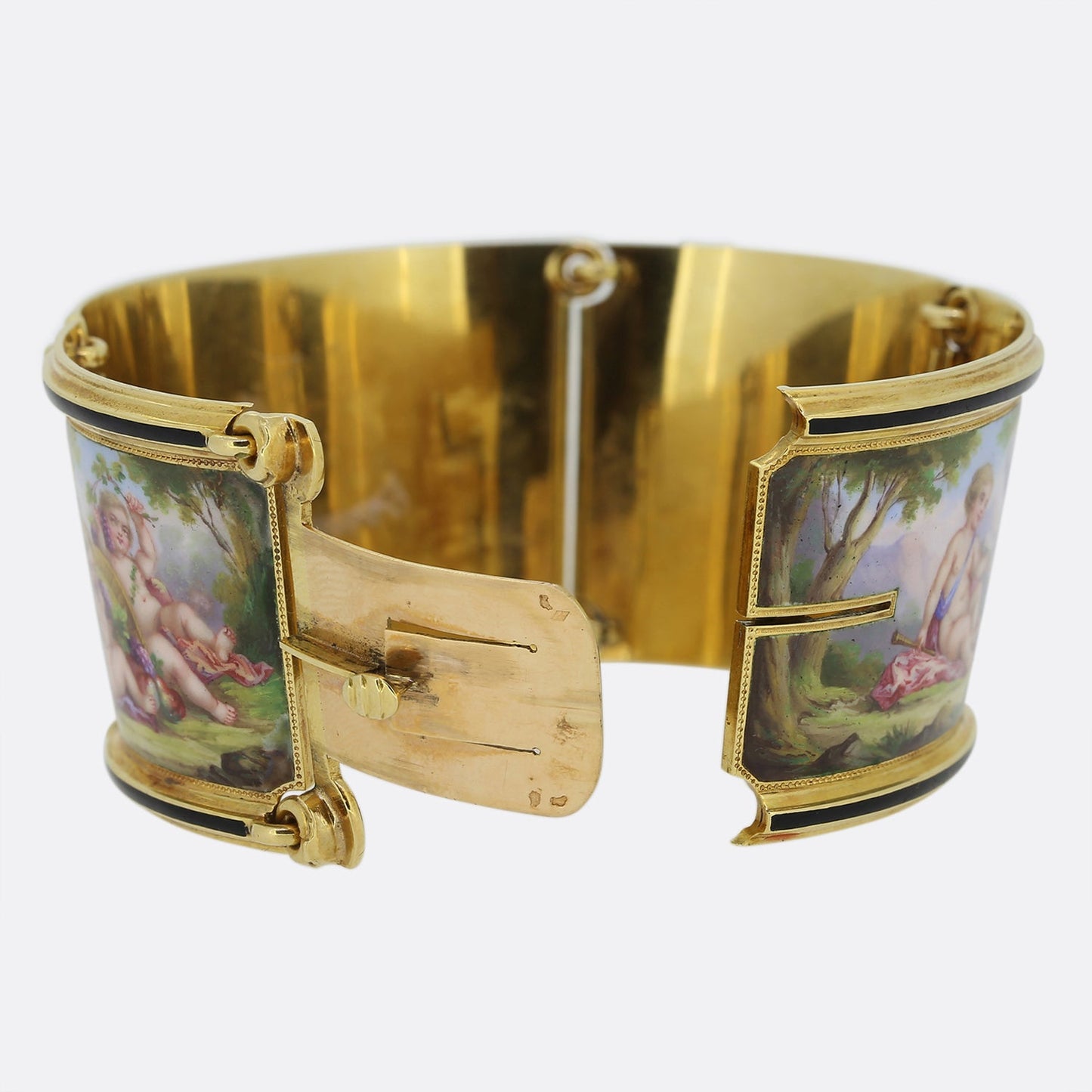Antique Delarue Palais Royal Enamel Cherub Bracelet