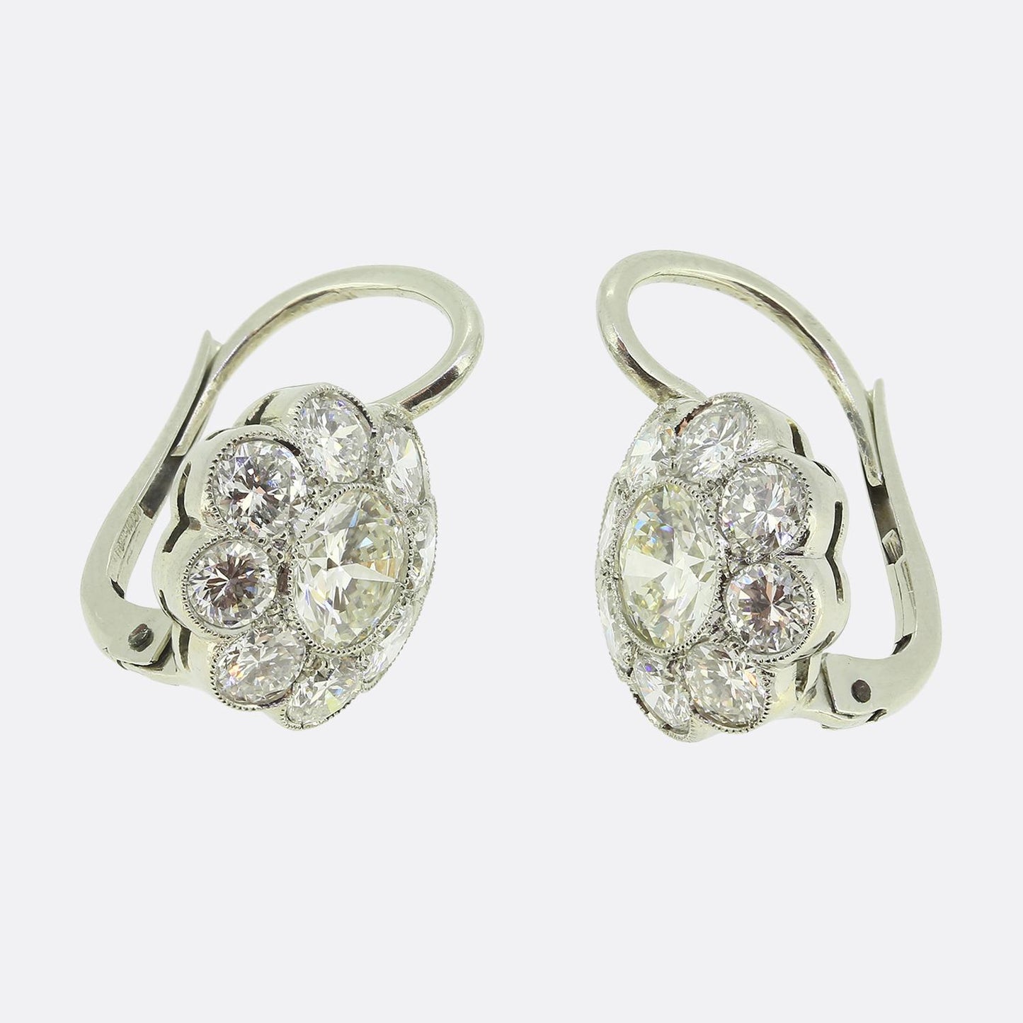 Art Deco Old Cut Diamond Cluster Earrings