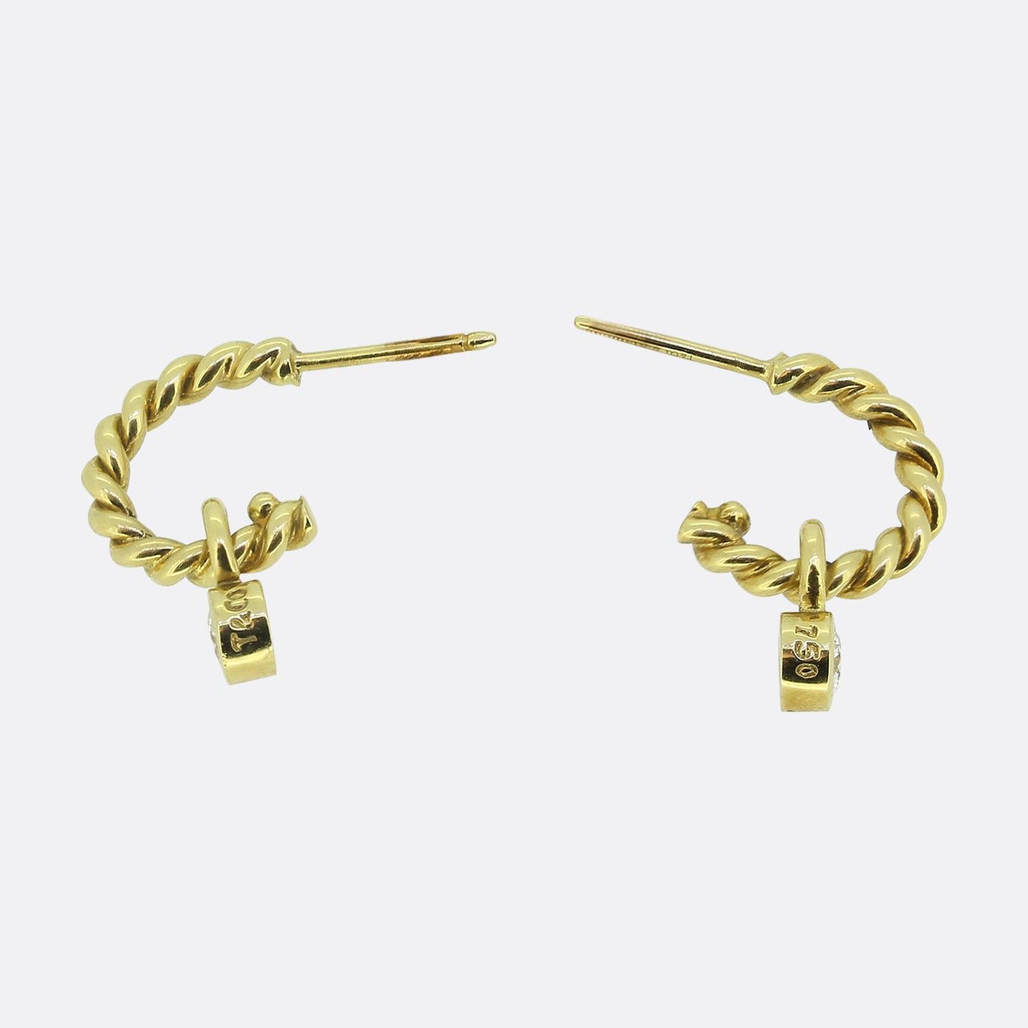 Tiffany & Co. Diamond Drop Hoop Earrings