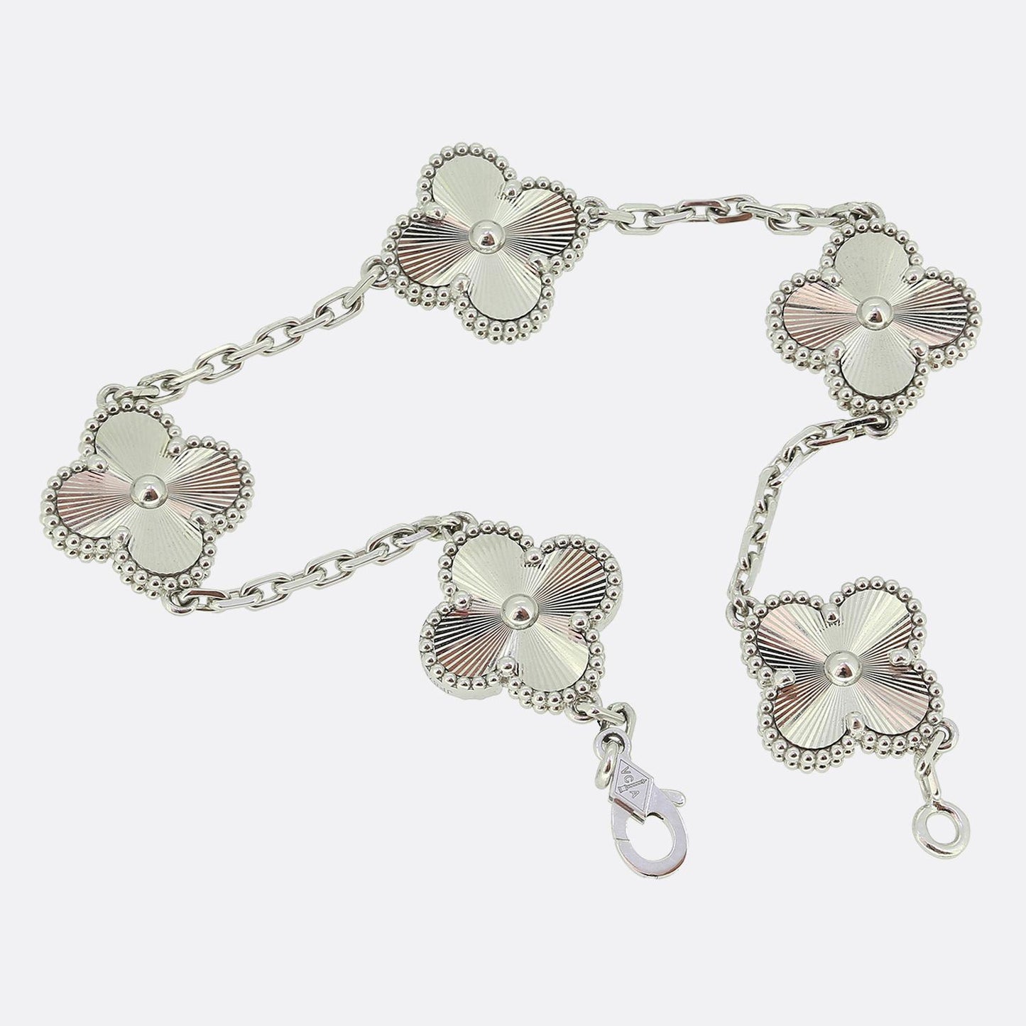 Van Cleef & Arpels Alhambra Five Motif Guilloche Bracelet