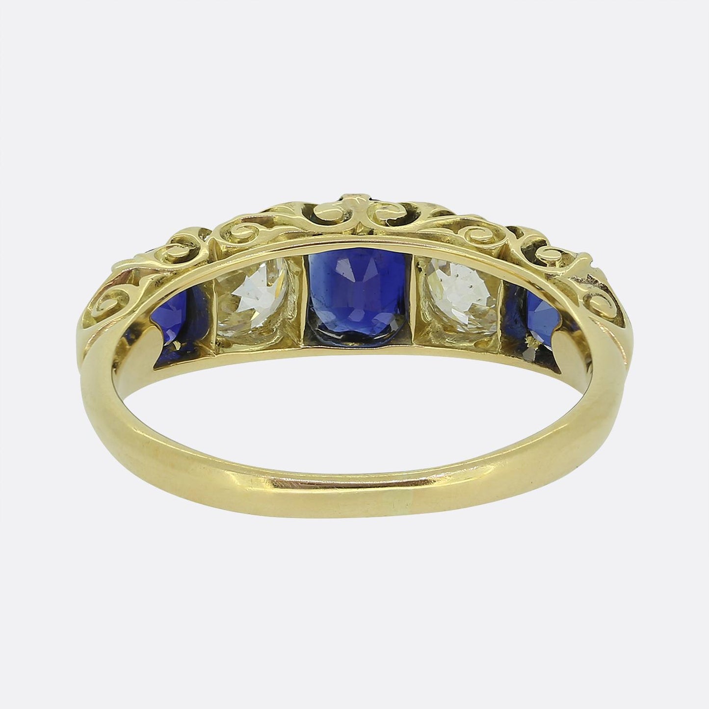 Antique Sapphire and Diamond Five Stone Ring