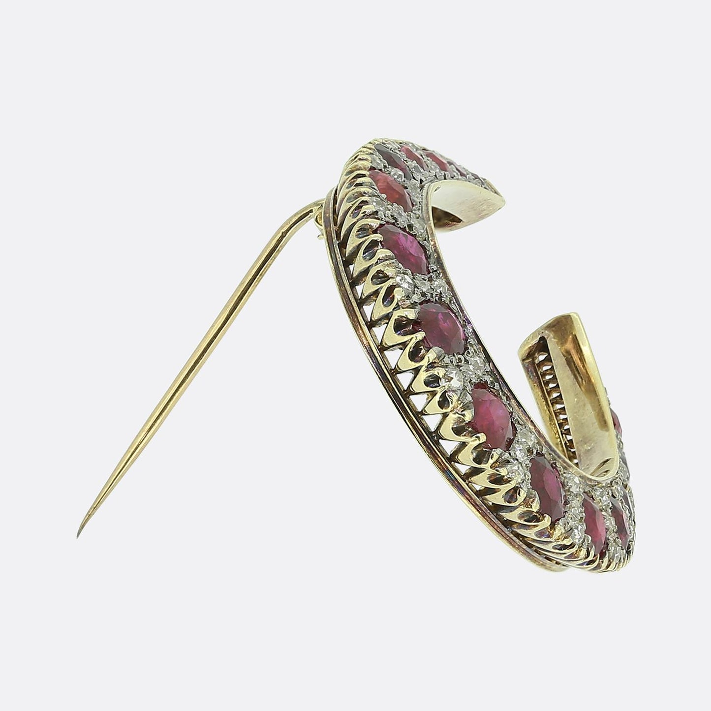 Victorian Ruby and Diamond Horseshoe Brooch