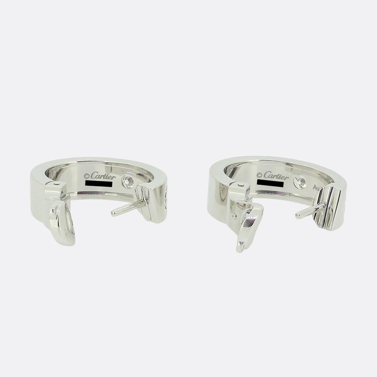 Cartier Classic Model Two Diamond Love Hoop Earrings