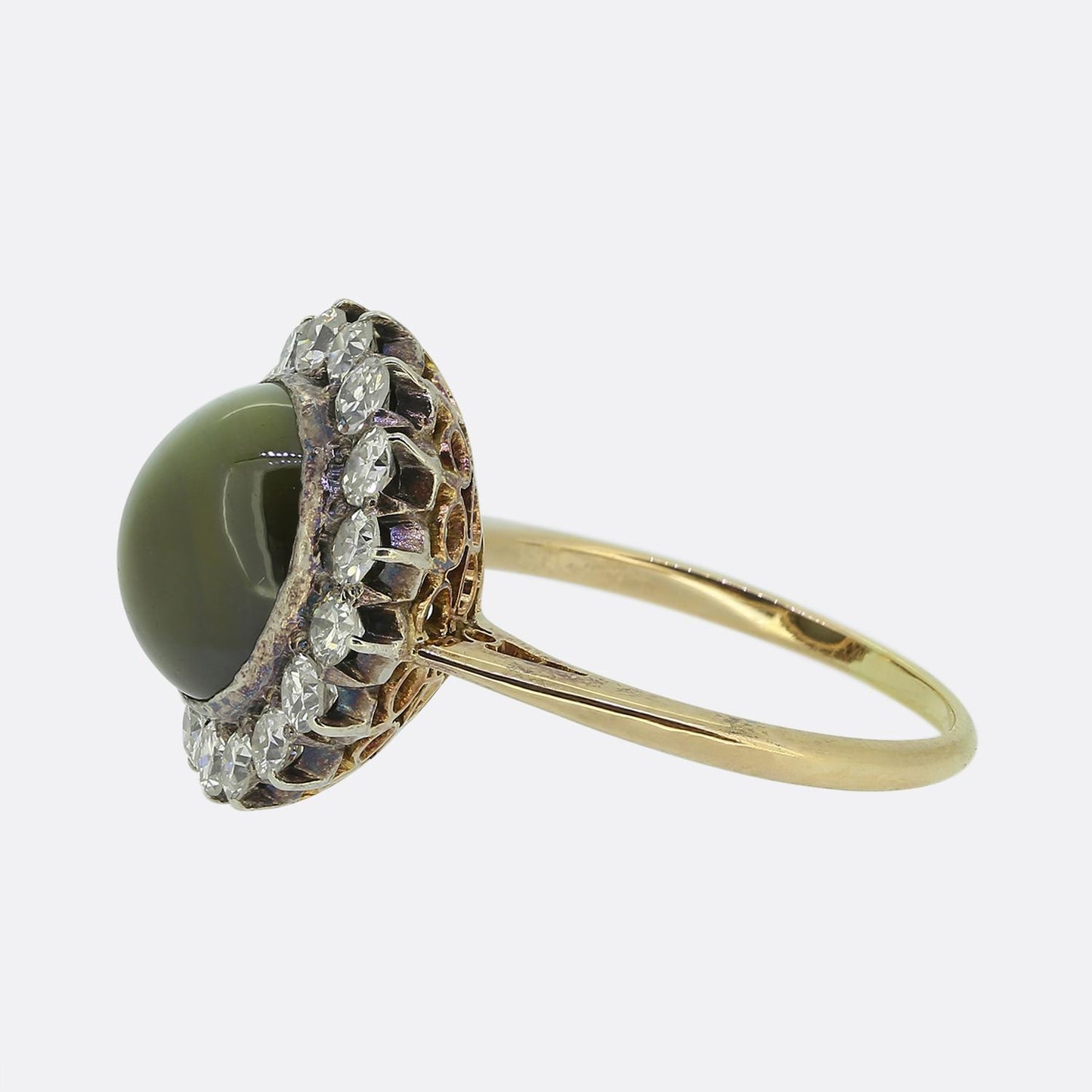 Antique Chrysoberyl and Diamond Cluster Ring