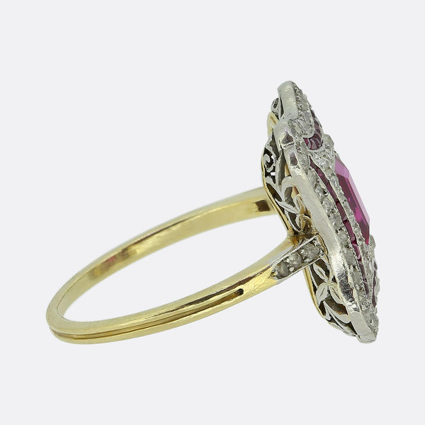 Art Deco Ruby and Diamond Plaque Ring