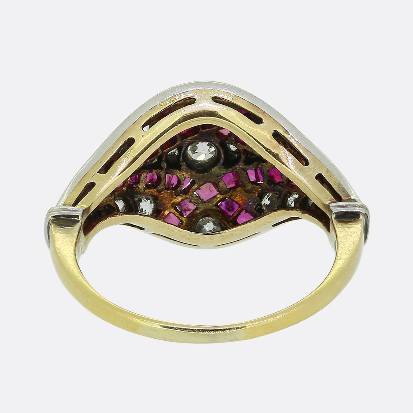Art Deco Ruby and Diamond Bombe Ring