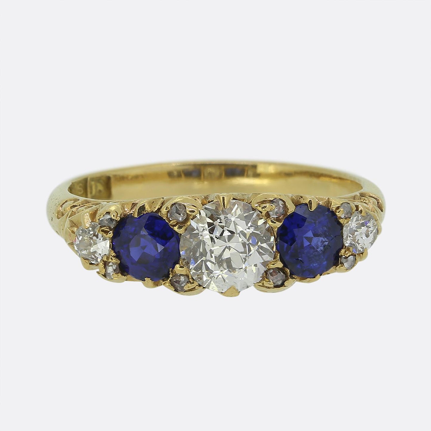 Antique Sapphire and Diamond Five-Stone Ring