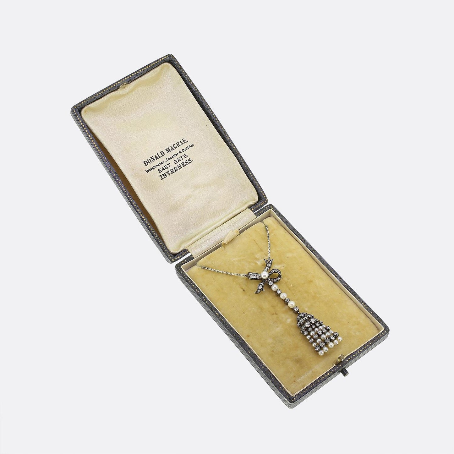 Antique Pearl and Diamond Drop Pendant Necklace