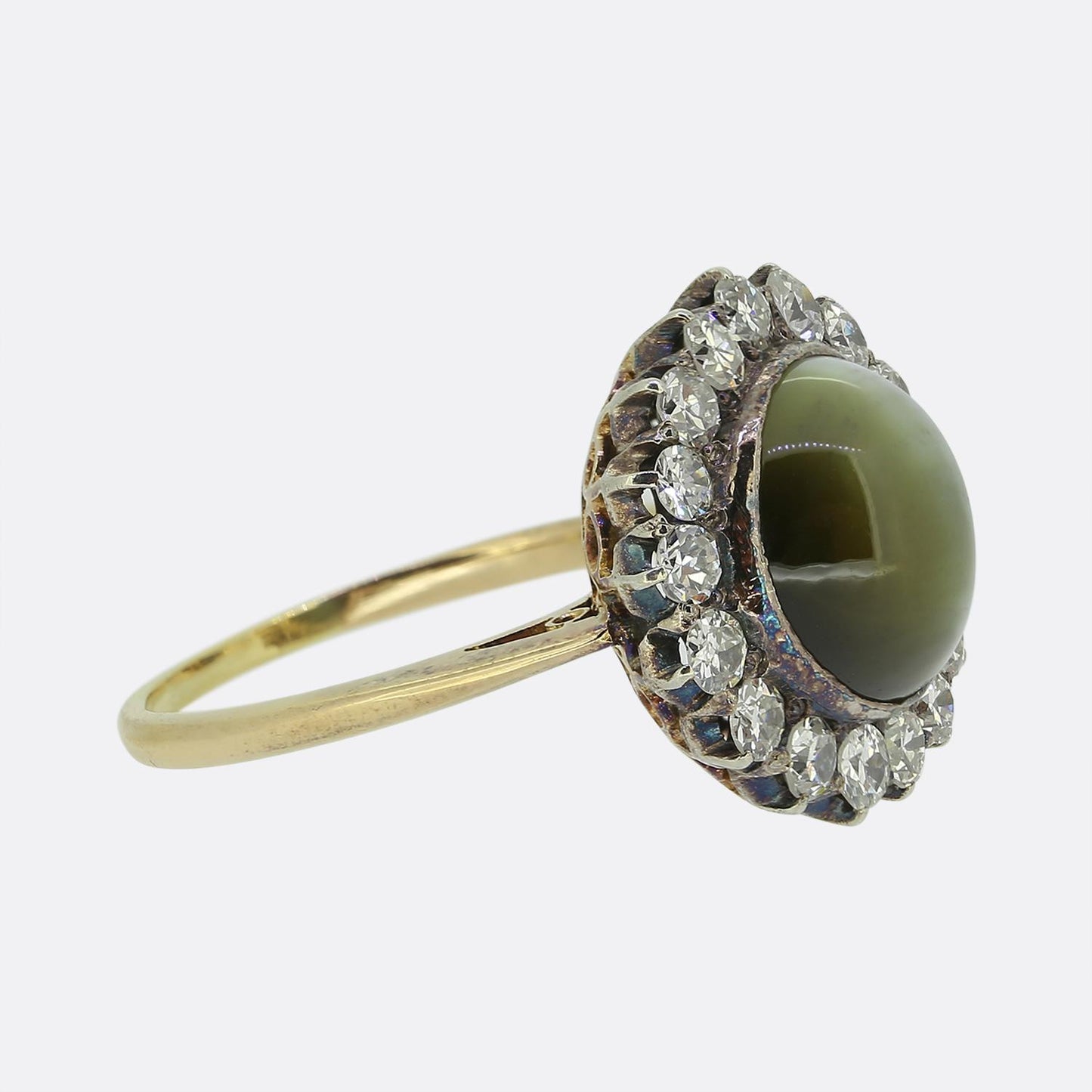 Antique Chrysoberyl and Diamond Cluster Ring