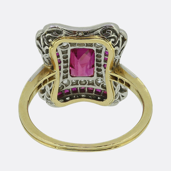 Art Deco Ruby and Diamond Plaque Ring