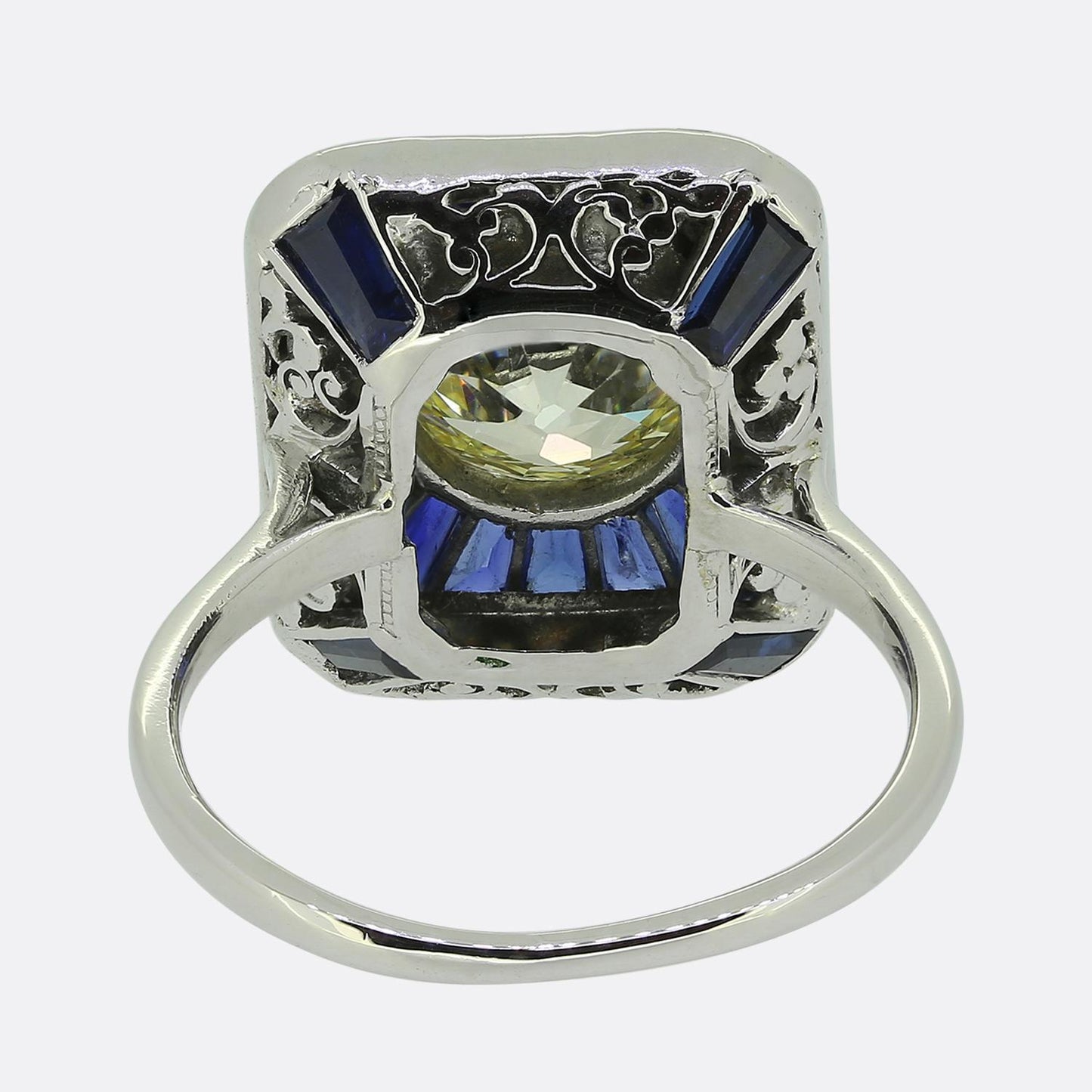 Art Deco 1.90 Carat Diamond and Sapphire Dress Ring