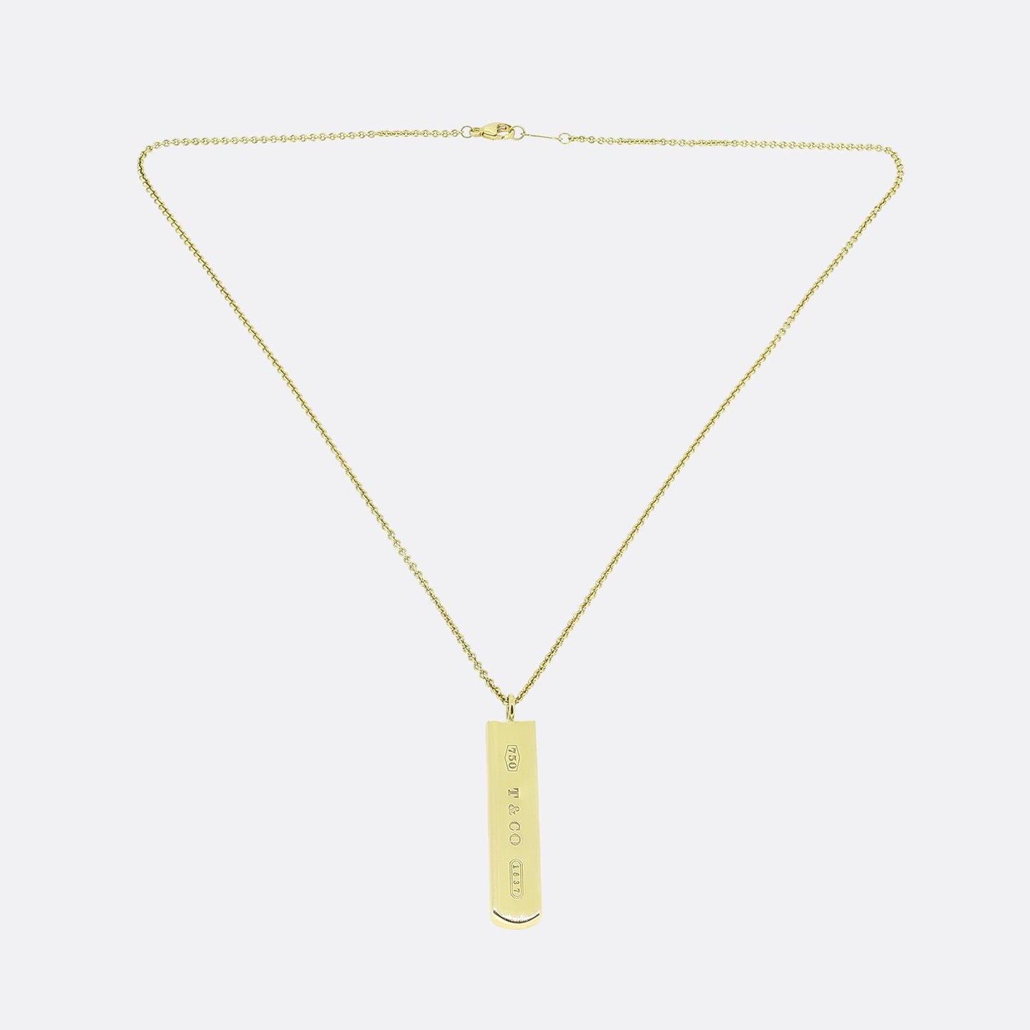 Tiffany & Co. 1837 Gold Bar Pendant Necklace