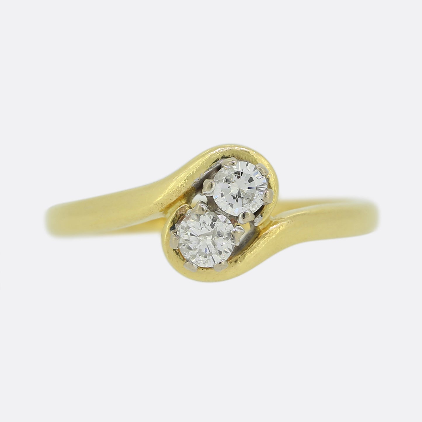 Two Stone Diamond Crossover Ring
