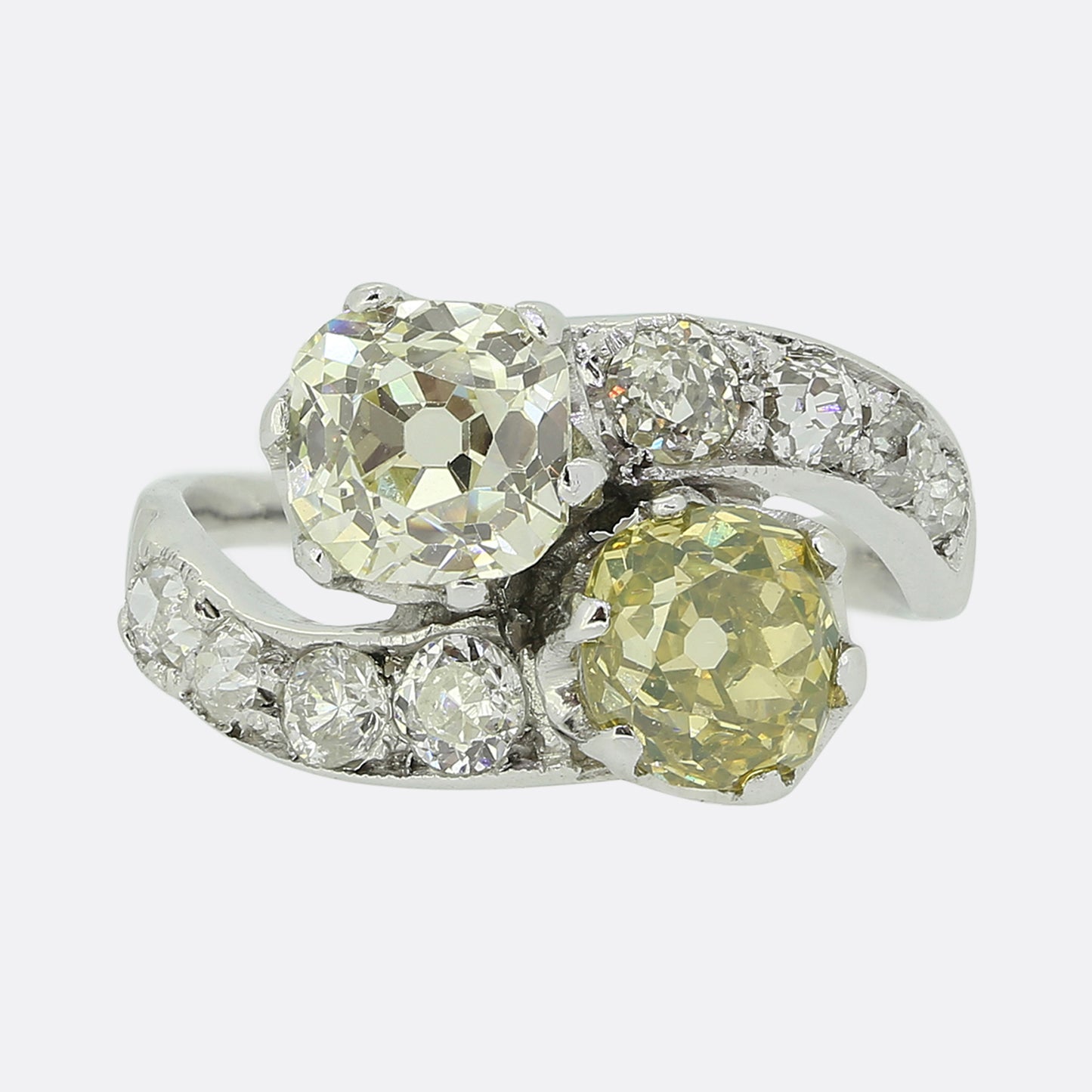 Edwardian Fancy Old Cut Diamond Toi et Moi Ring