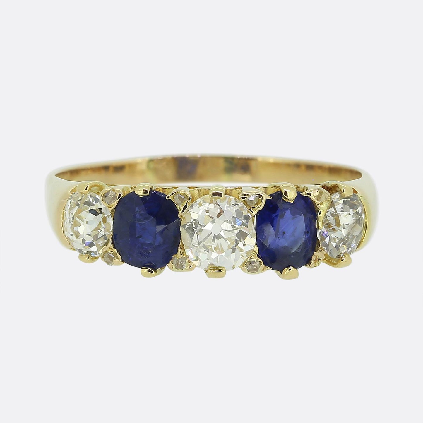 Edwardian Sapphire and Diamond Five-Stone Ring