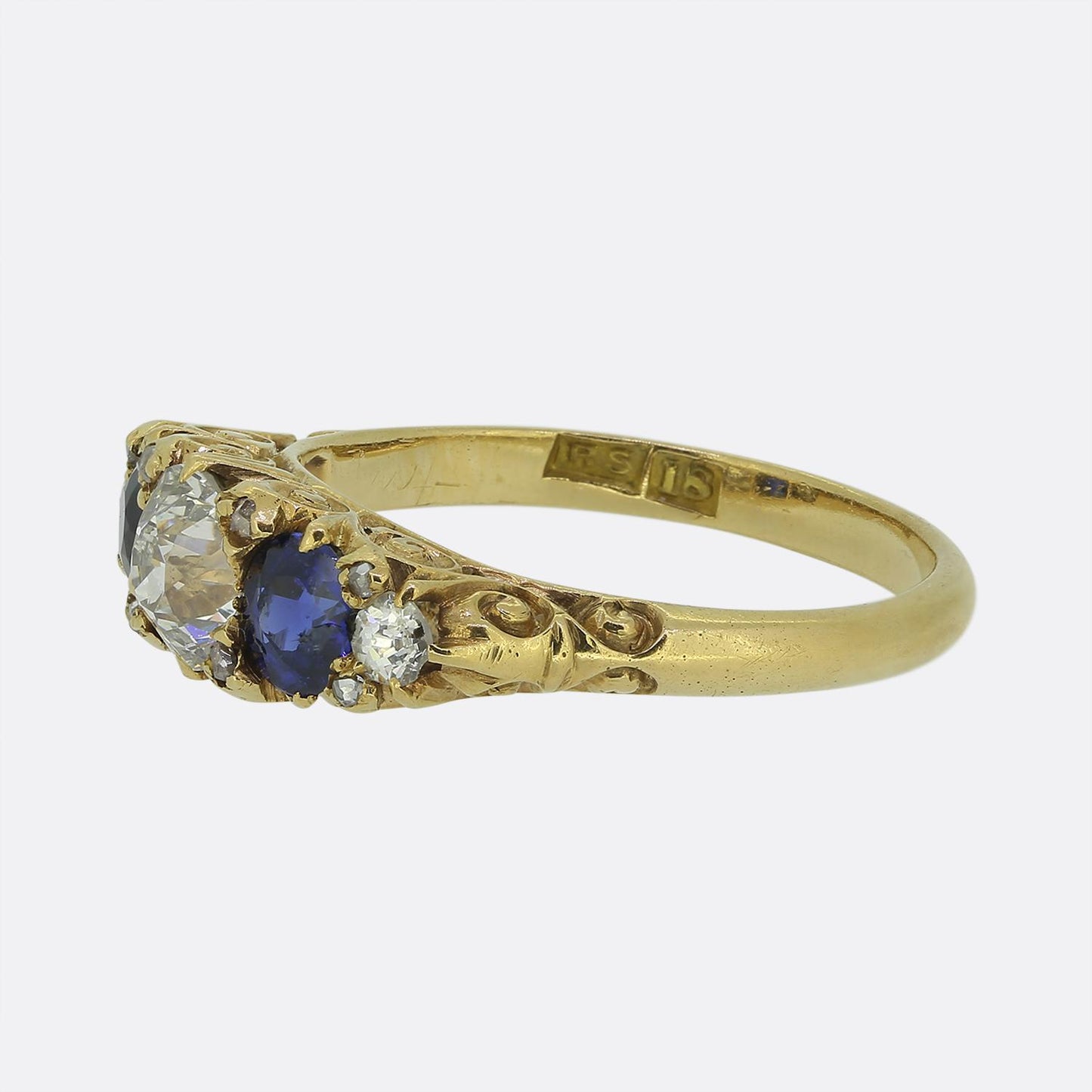 Antique Sapphire and Diamond Five-Stone Ring