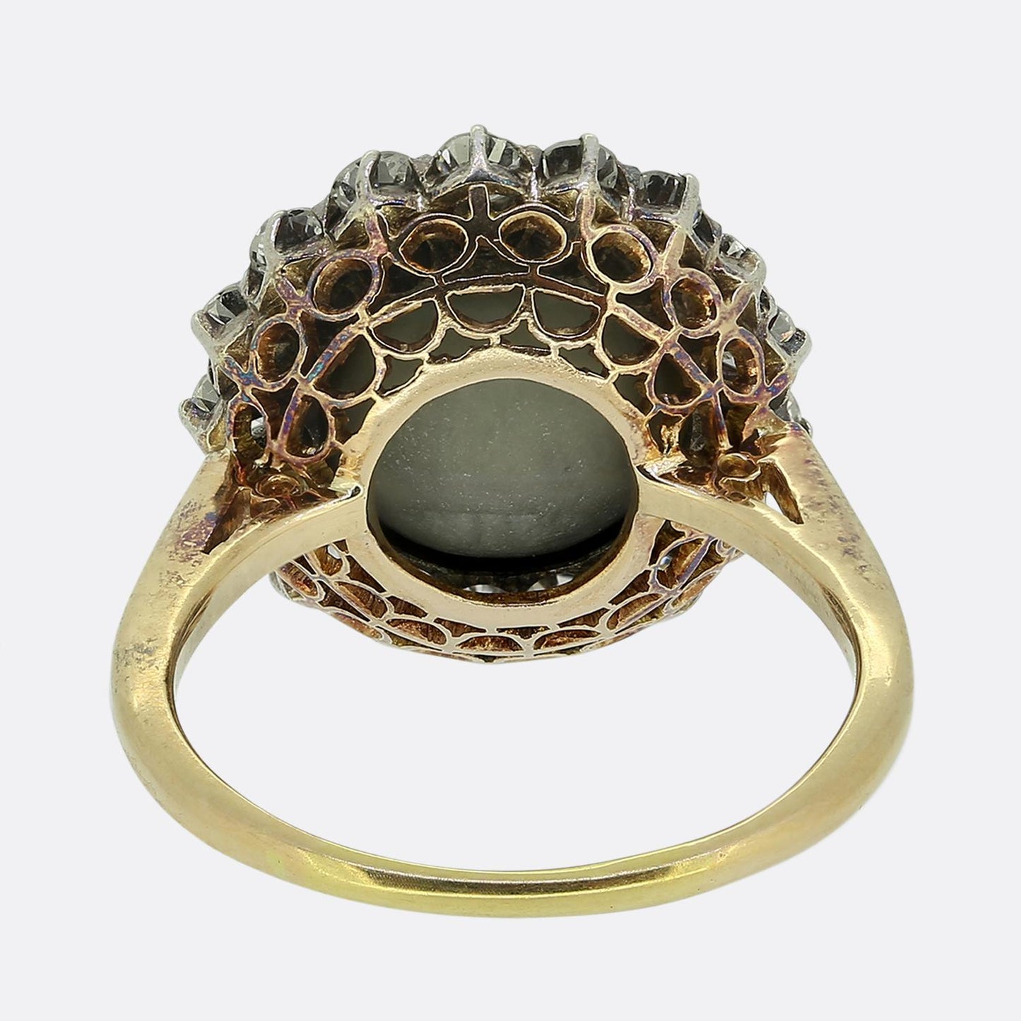 Antique Chrysoberyl and Diamond Cluster Ring