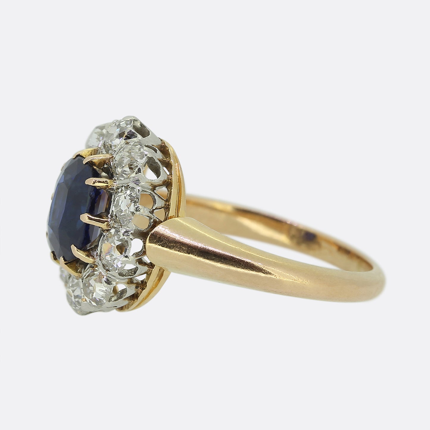Antique Sapphire and Diamond Cluster Ring