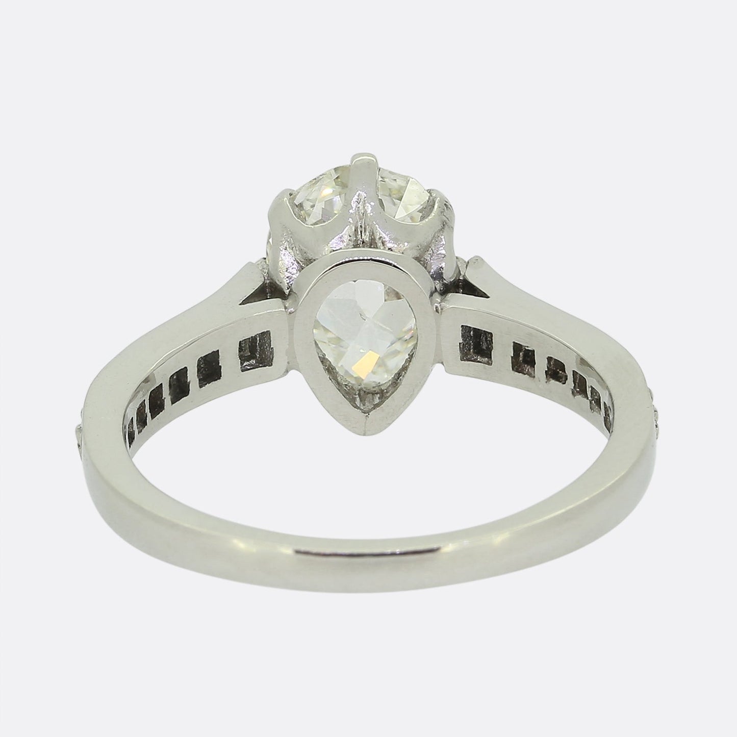 Edwardian 1.40 Carat Pear Cut Diamond Ring