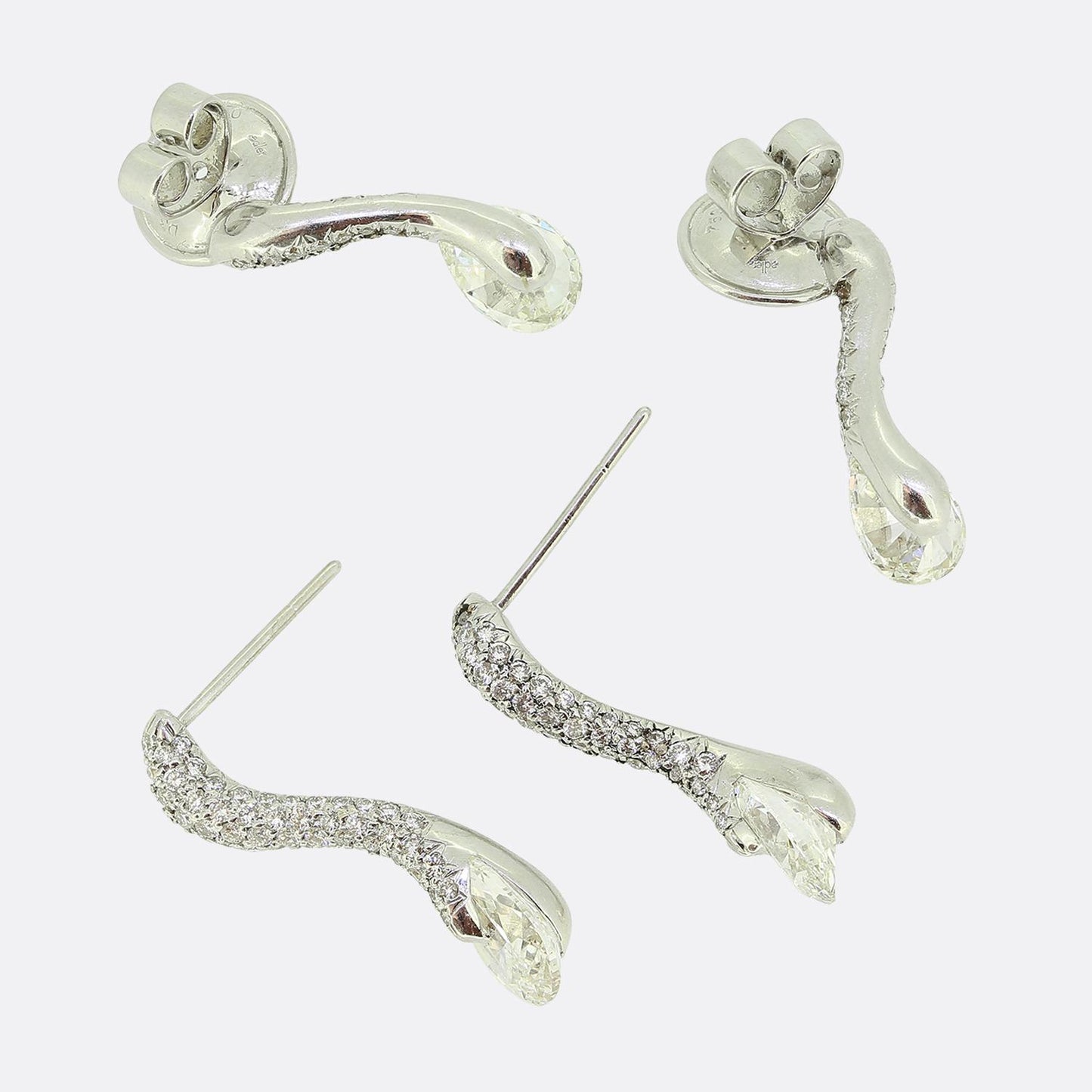 Adler Pear and Pave Diamond Set Drop Earrings