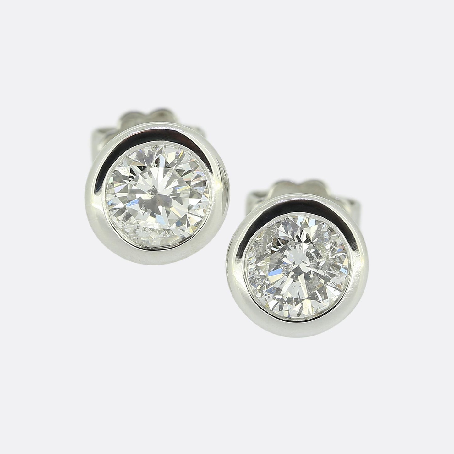 1.70 Carat Rubover Diamond Stud Earrings
