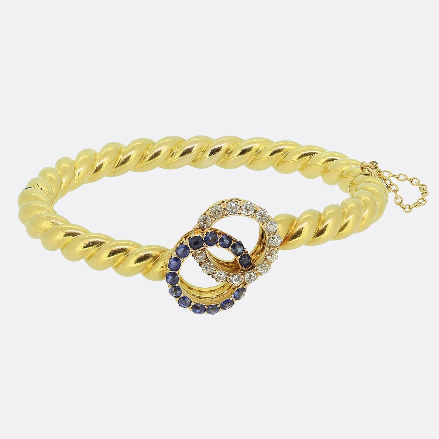 Victorian Sapphire and Diamond Halo Bangle