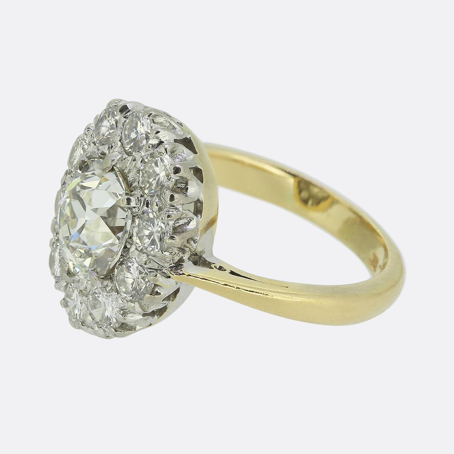 Vintage 1.35 Carat Old Cut Diamond Cluster Ring