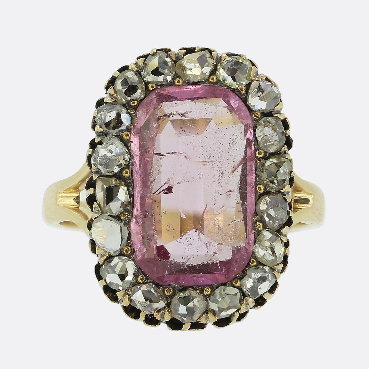 Victorian Pink Spinel and Rose Cut Diamond Dress Ring