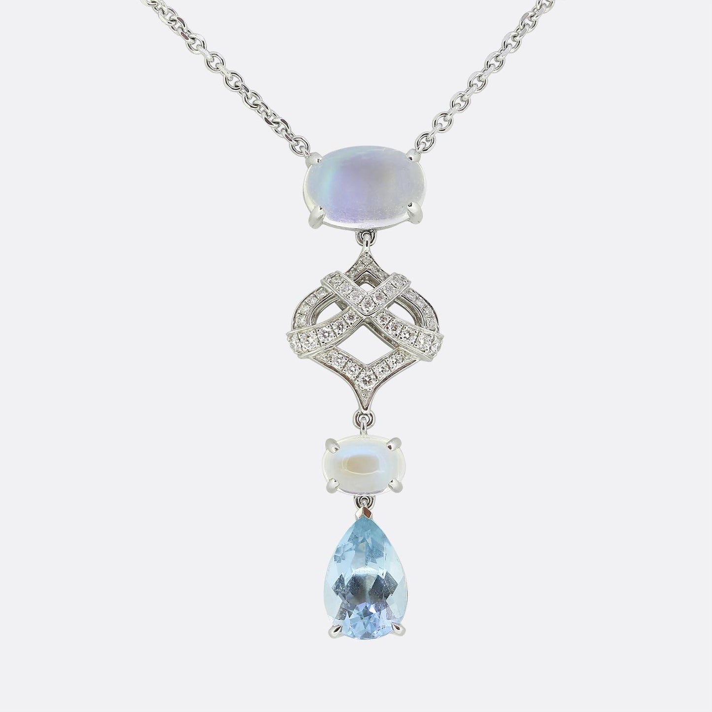 Boodles Woodland Aquamarine Moonstone and Diamond Necklace