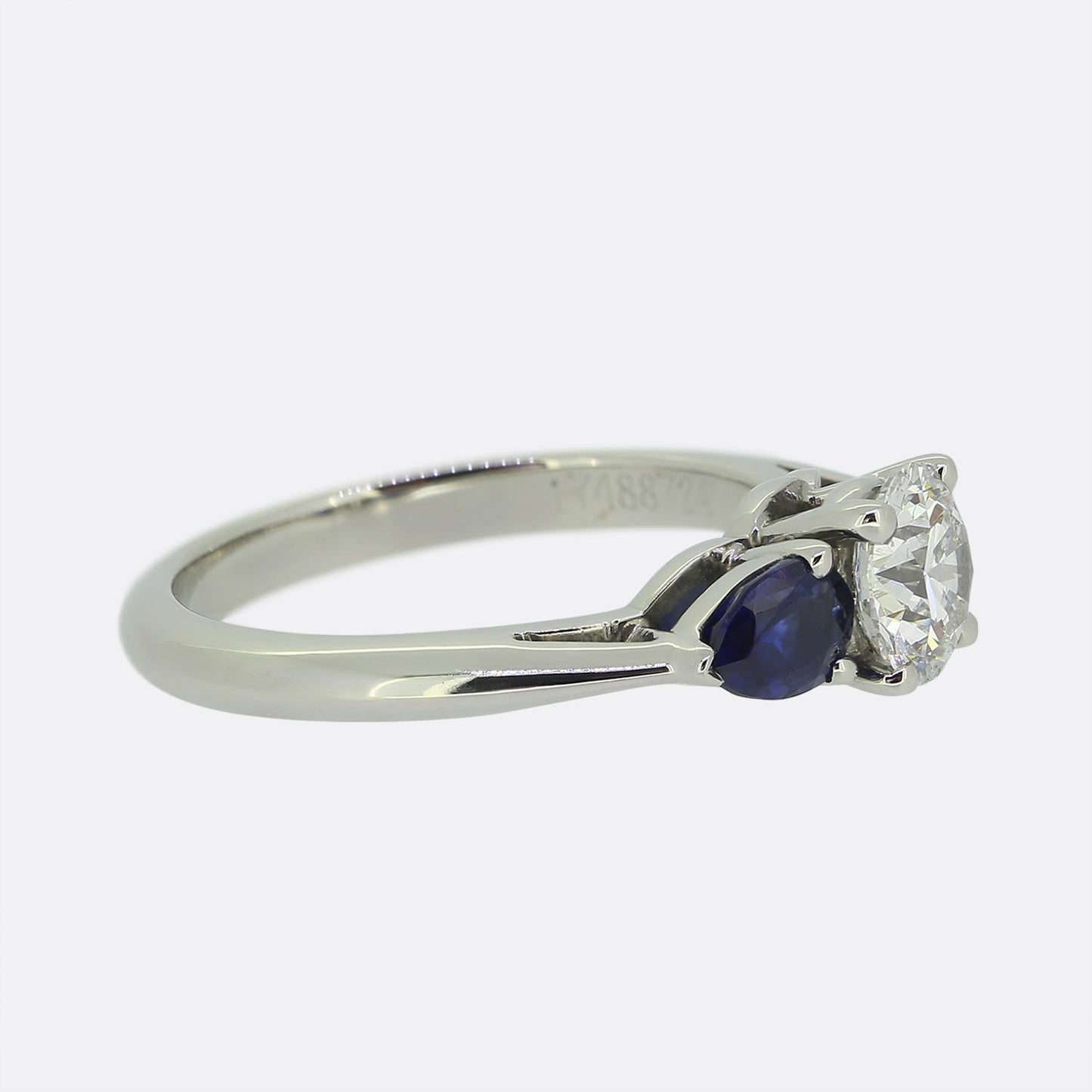 Tiffany & Co. 0.78 Carat Diamond and Sapphire Three-Stone Ring