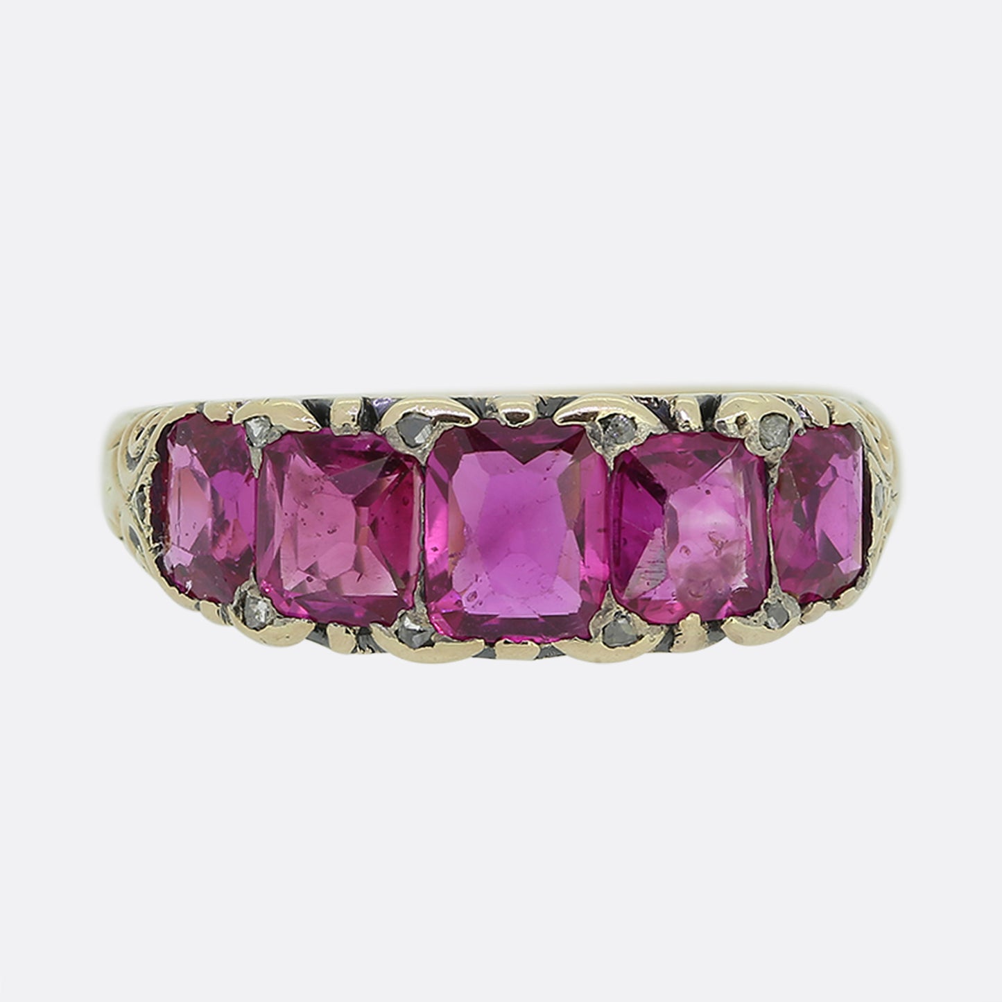 Antique Burmese Ruby Five-Stone Ring