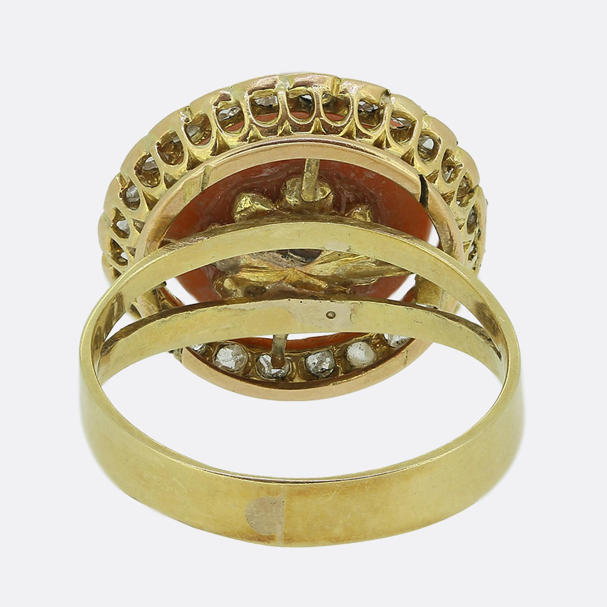 Antique Coral and Diamond Ring