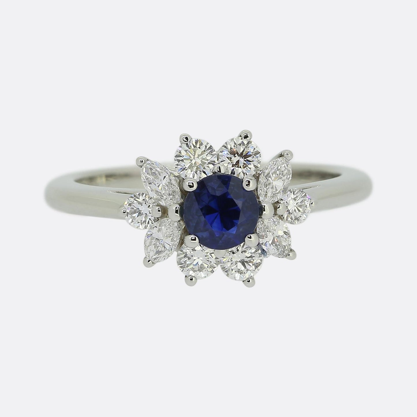 Tiffany & Co. Sapphire and Diamond Cluster Ring