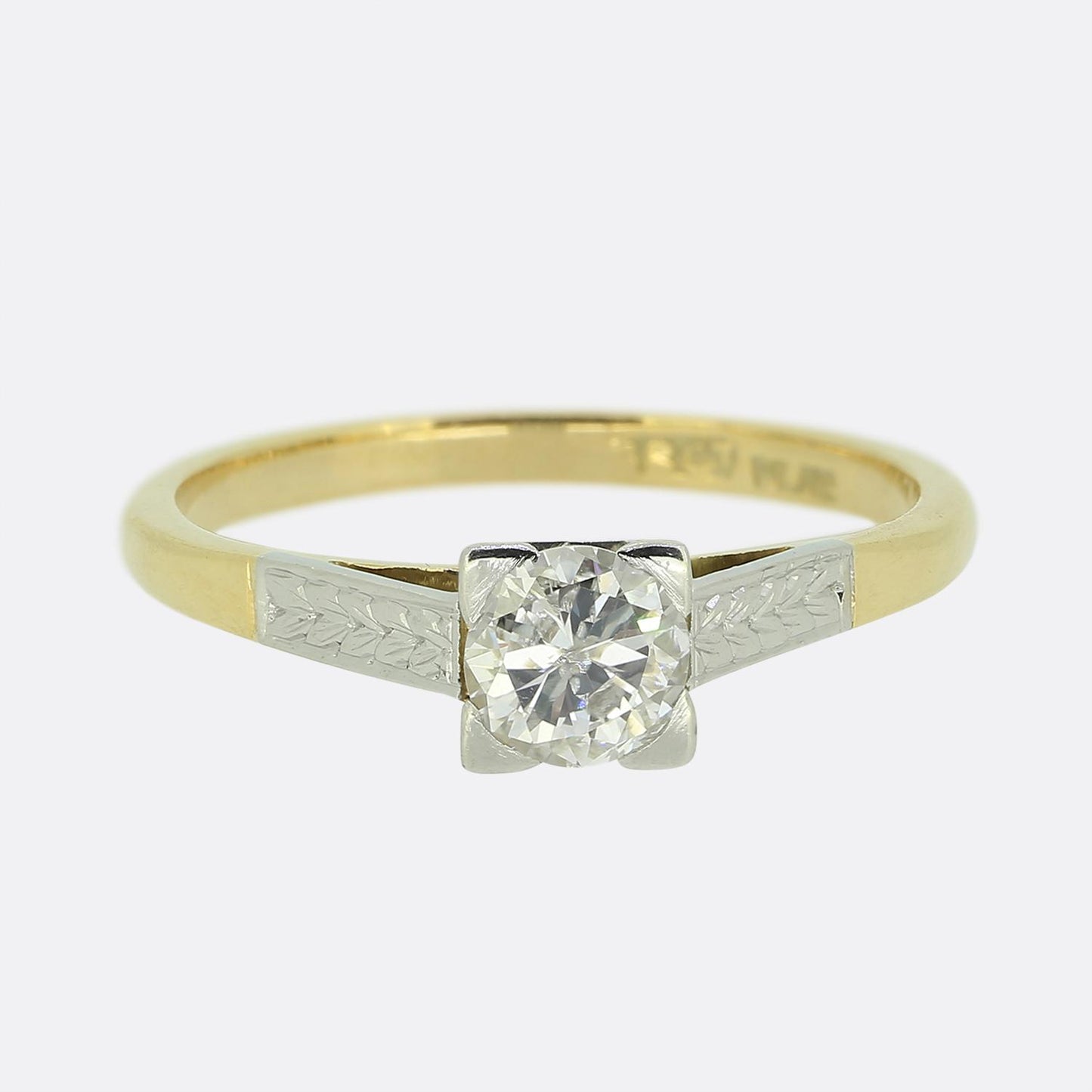 Vintage 0.45 Carat Transitional Cut Diamond Solitaire Ring